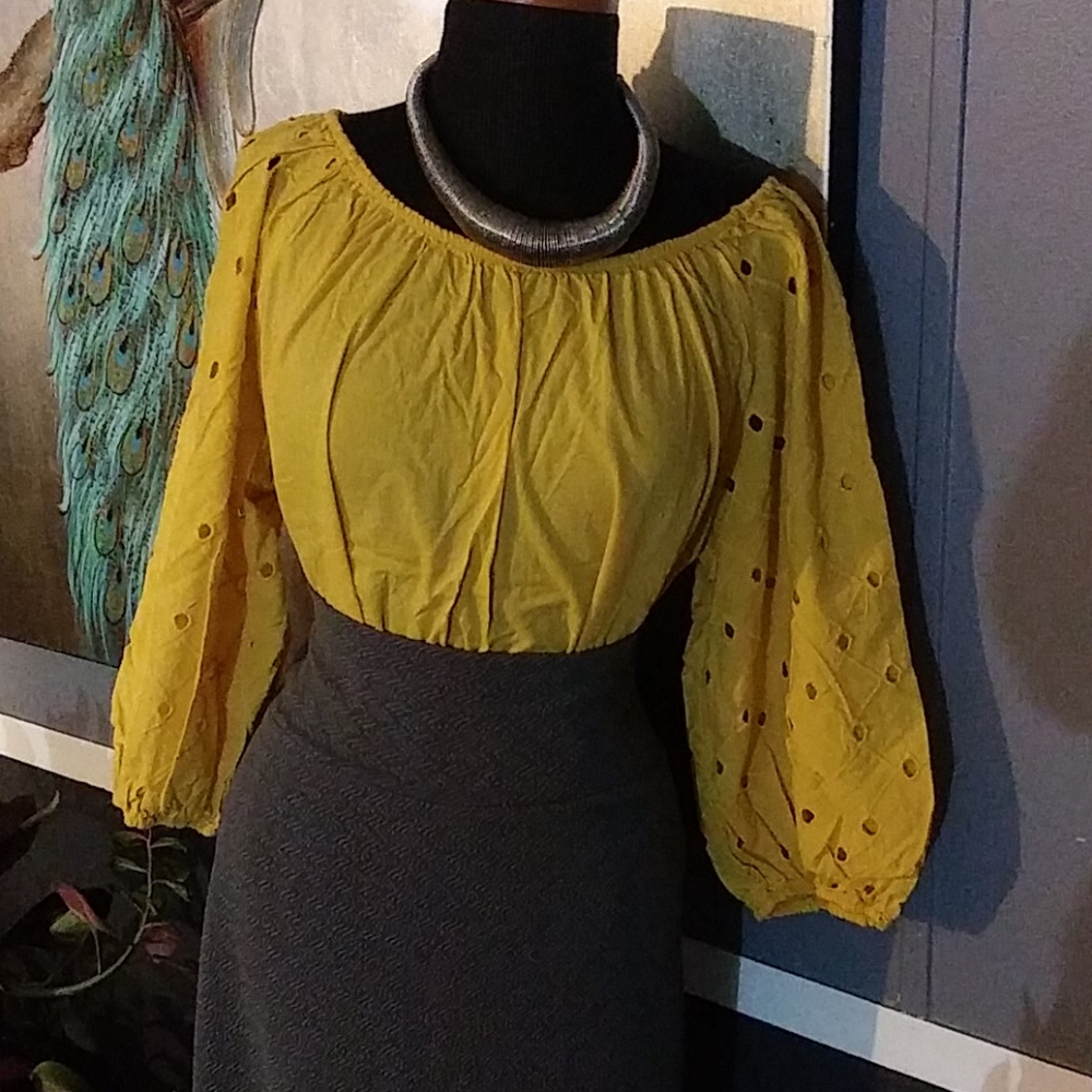 💚Yellow 3/4 sleeve blouse